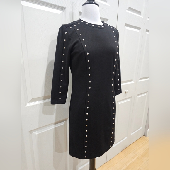 Michael Kors Black & Silver Studded Sheath 3/4 Sleeve Dress 4 Small - Picture 8 of 8